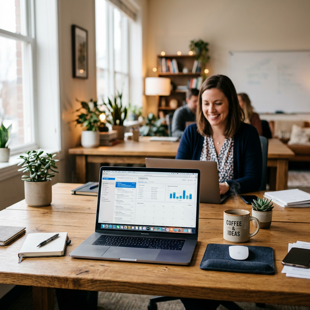 Profesional atendiendo negocio